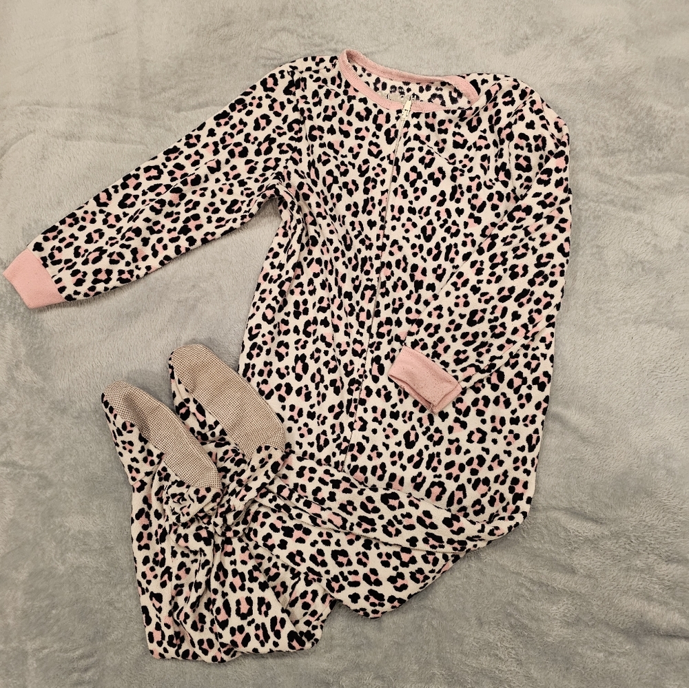 Carter's 3T Cheetah, Leopard, Animal Print Footie Pajamas, Fleece, Full Zip